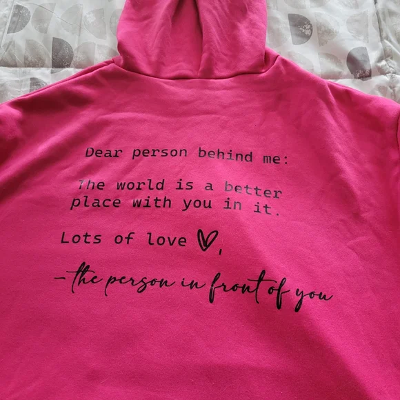 Hot Pink Hoodie "You Are Enough" - Picture 5 of 5